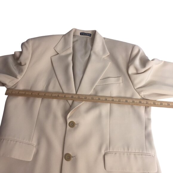 Prada Blazer Mens 44 Large  Cream Beige Two Button  Designer Jacket Italy - Picture 13 of 16
